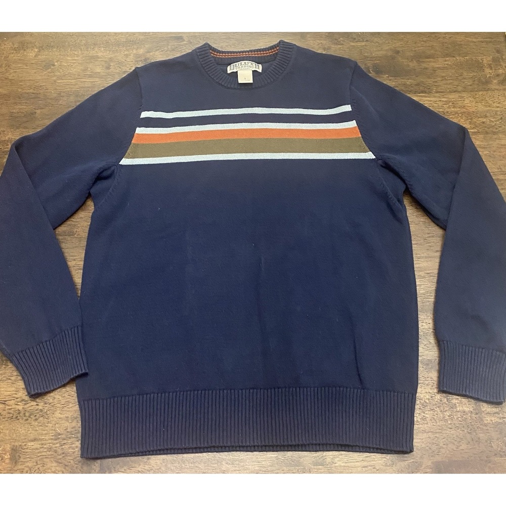 Duluth Trading Co Sweater Men's Size Sm Navy With Stripes Heavy Cotton